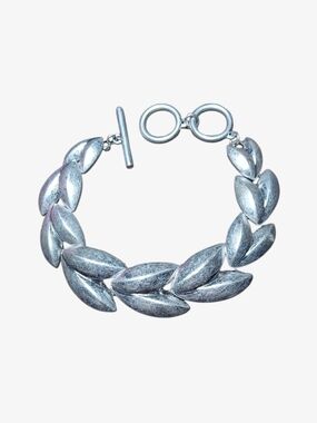 NWT Textured Silver Leaf-Link Toggle Bracelet - 8 1/2"